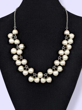 Vintage J. Crew Faux Pearl Cluster Necklace